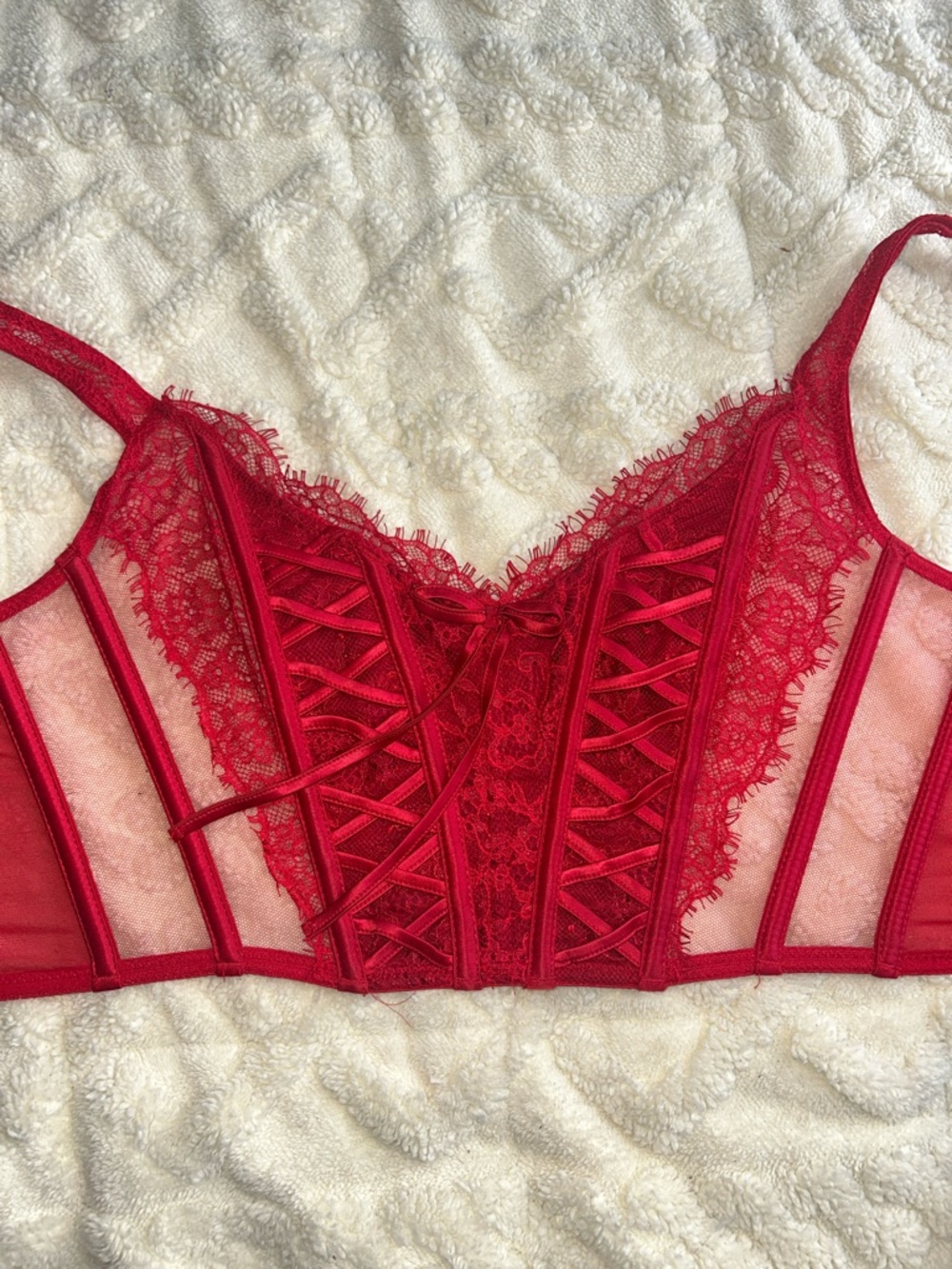 Victoria's Secret Red Lace Bustier Bralette